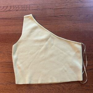 Endless Rose One-Shoulder Cream Crop Top